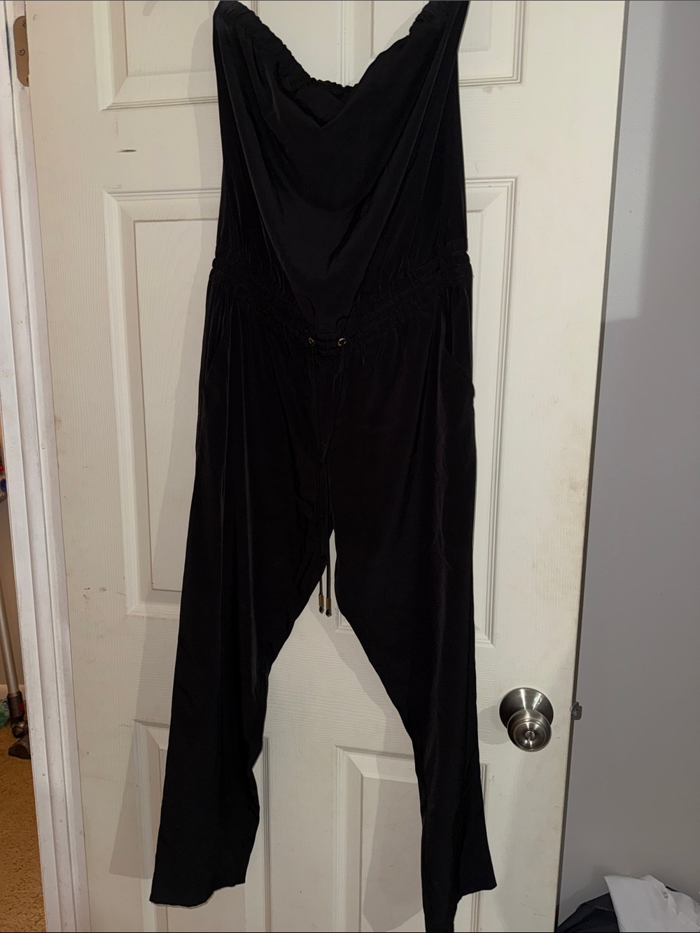 Express Black Draped Romper Jumpsuit